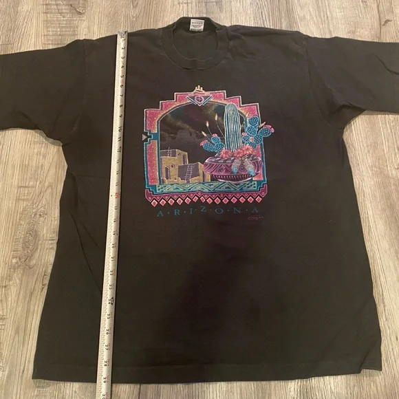 Vintage 90s Arizona T Shirt Men's XL Black Single Stitch Southwest Aztec Retro - Picture 4 of 6